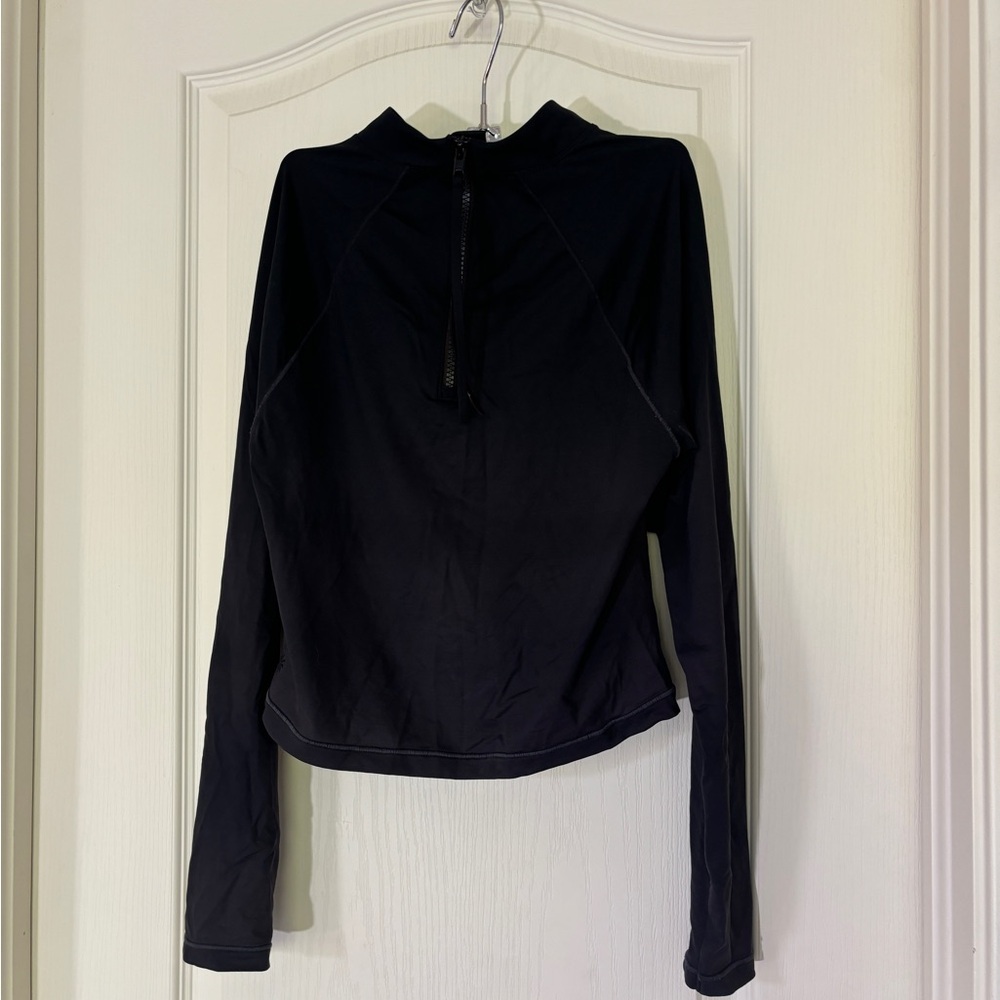 Athleta Black Zip Long Sleeve Performance Women's Top Small Training Running